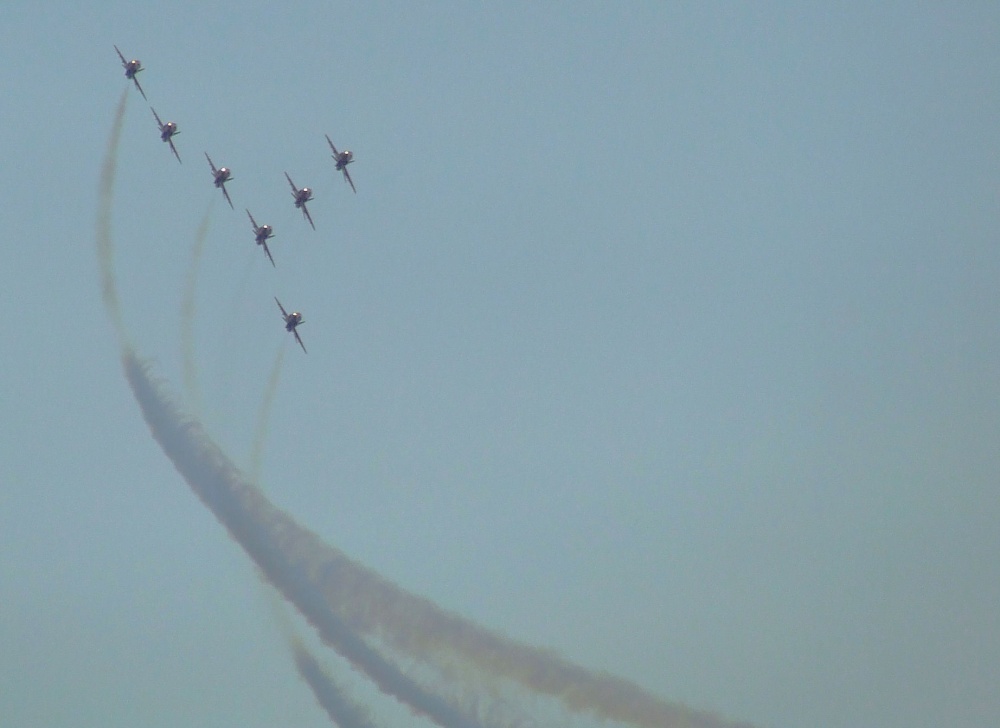 The Red Arrows practicing at Scampton, Lincolnshire.