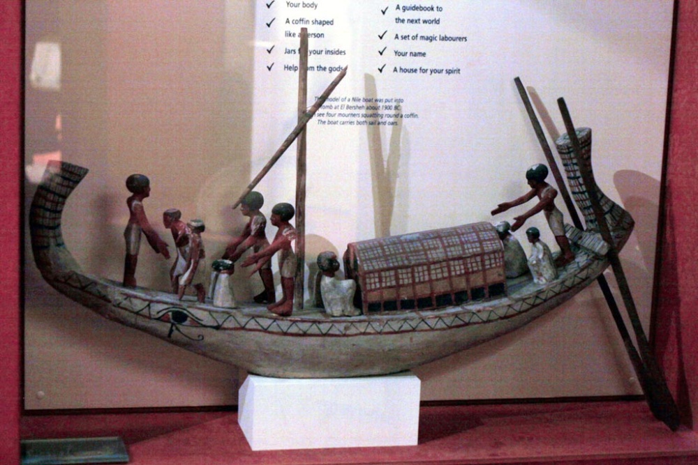 Egyptian funerary boat found in a tomb.