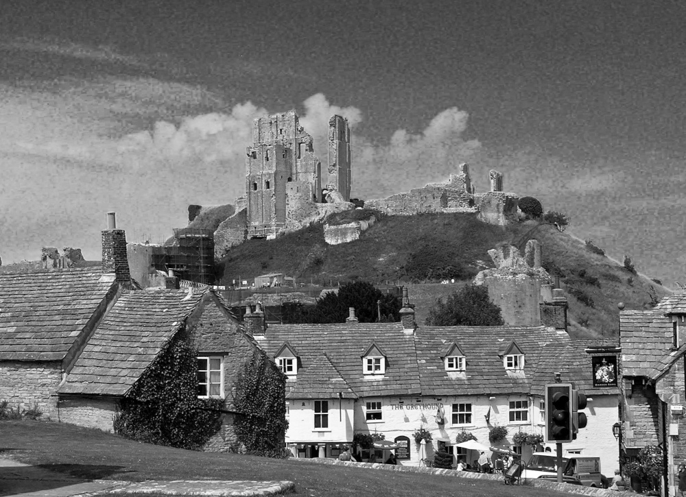 Corfe in black and white