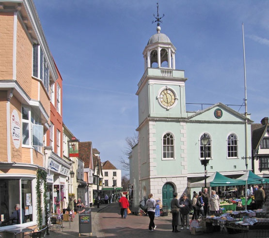 The Guildhall, Faversham, Kent on market day
