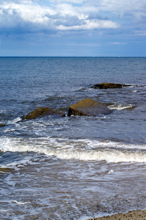 Large rocks in the sea.