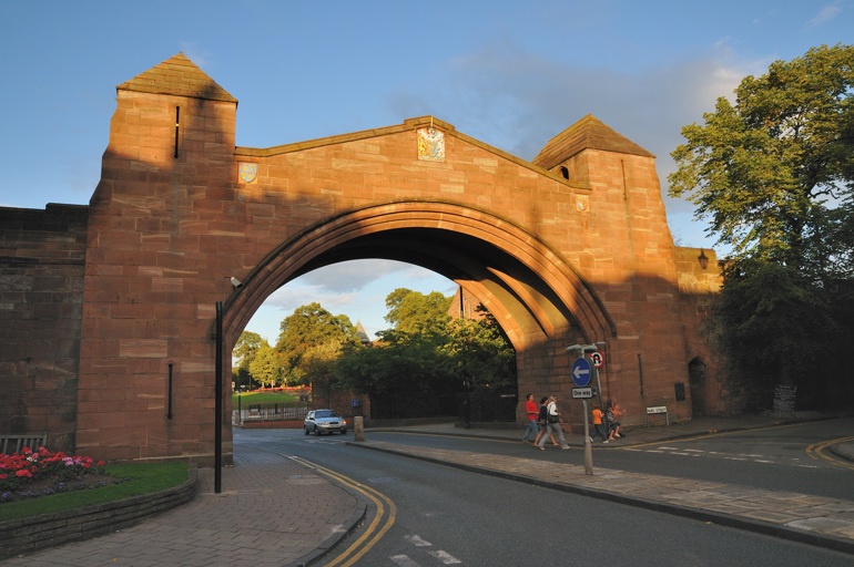 Chester walls and Arch crossing Pepper Street - Aug 09