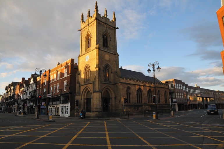 Church in Chester opposite Bridge Street and on Pepper St - August 09