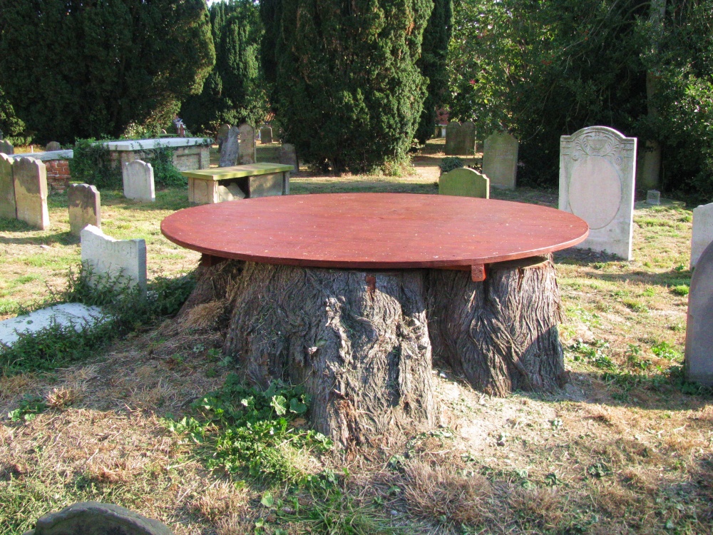 This is the trunk of a very large tree which previously obscured a large part of the Church