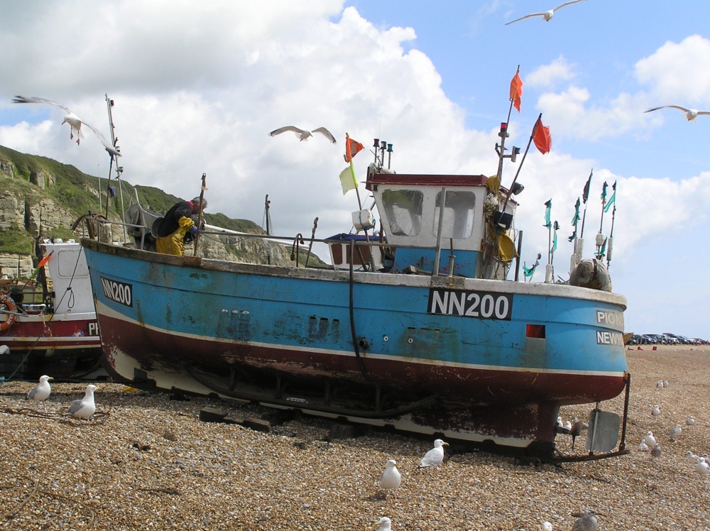Fishing boat on the beach at Hastings