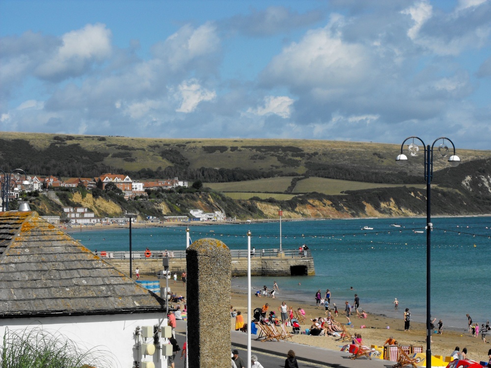 View of the beach at Swanage
