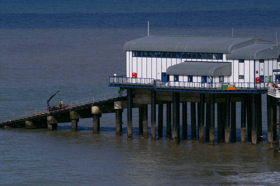 The lifeboat station on the end of the pier.