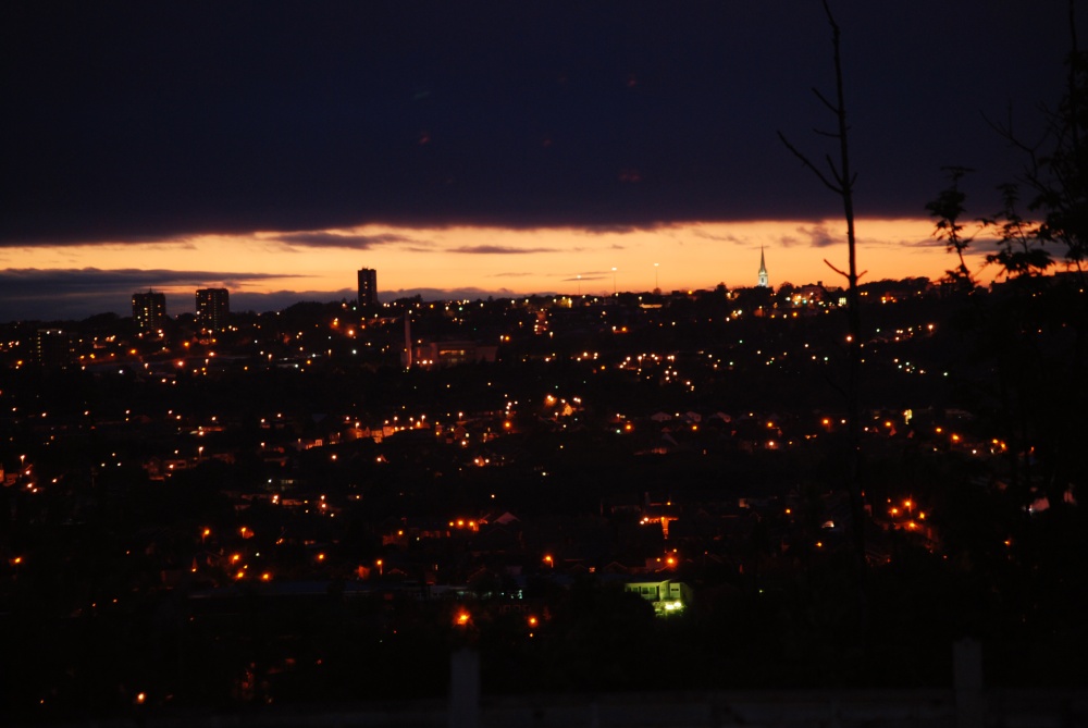 Night time view of Dudley from Haden Hill