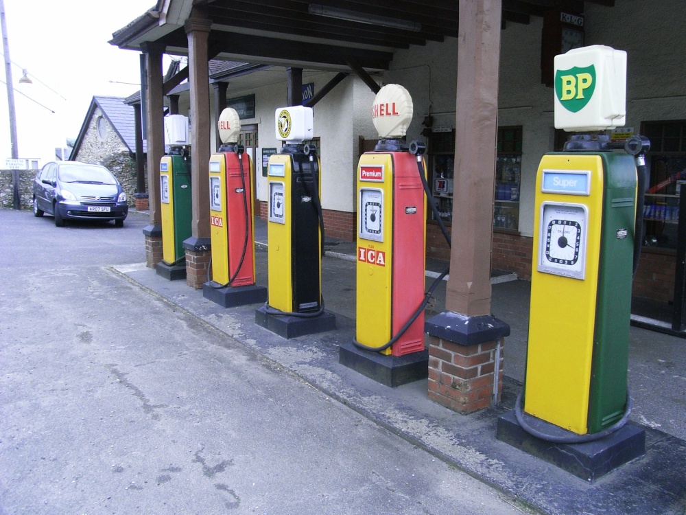 Old style petrol pumps