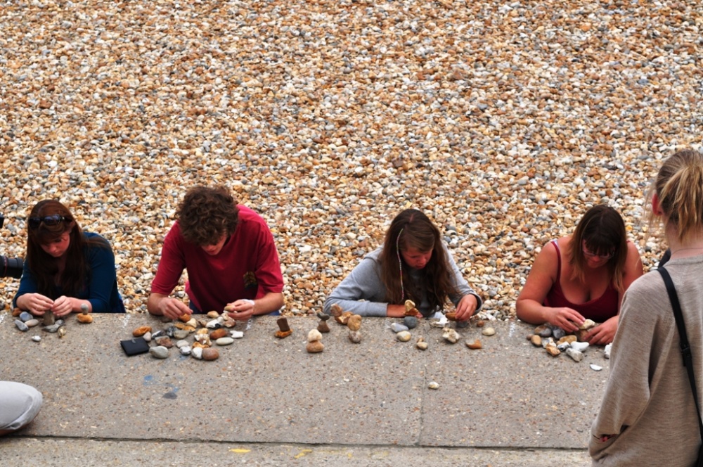 Stone balancing contest at Lyme Regis