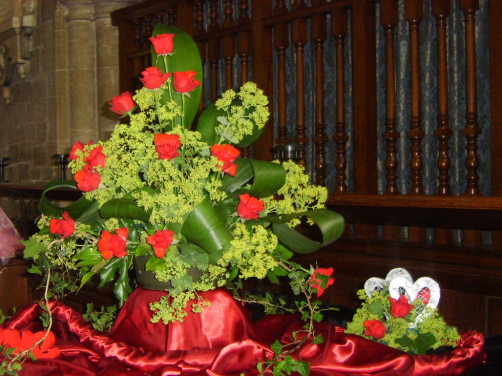Arrangements in the Wisbech Rose Fair at St Peters Church