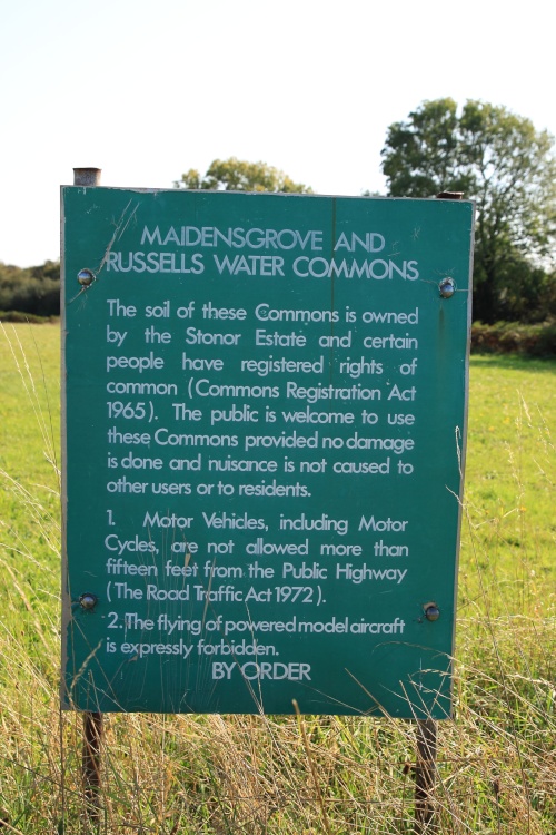Sign on Maidensgrove and Russels Water Common