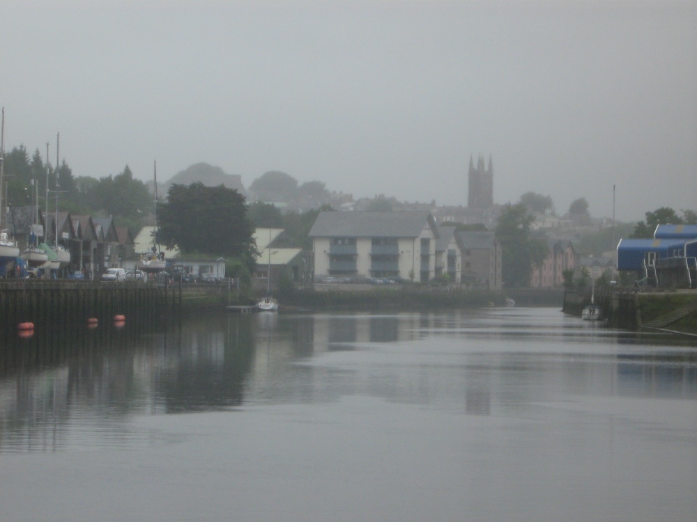 Approaching Totnes on boat from Dartmouth - a miserable day!