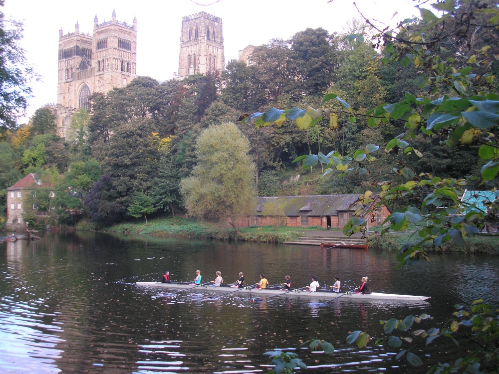 Rowing practice under The Cathedral Durham