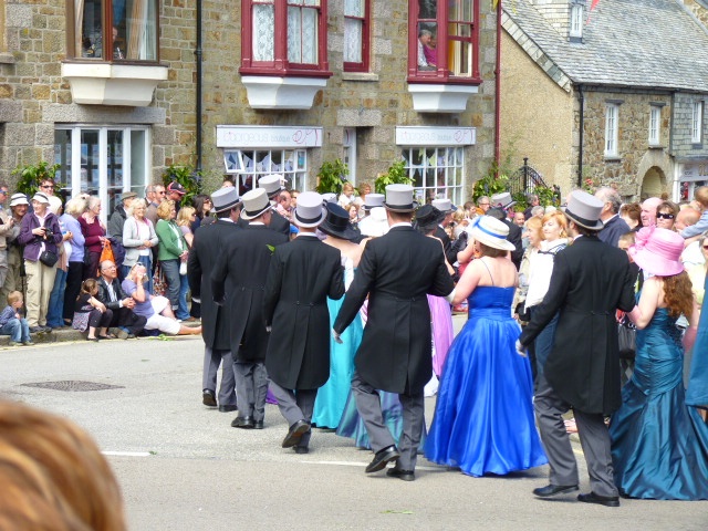 Dancers line up for the Flora Day dance at Helston