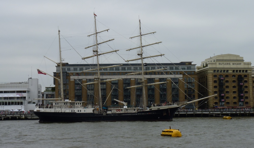 Tall ship at Butler's Wharf near Tower Bridge
