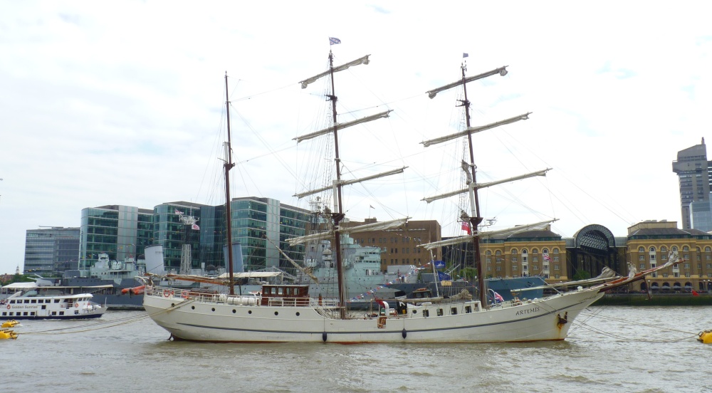 The tall ship 'Artemis' near Tower Bridge