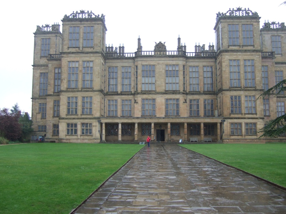 Hardwick Hall on a wet, cold Spring day
