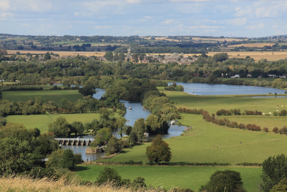 View from Wittenham Clumps over Day's Lock and the River Thames