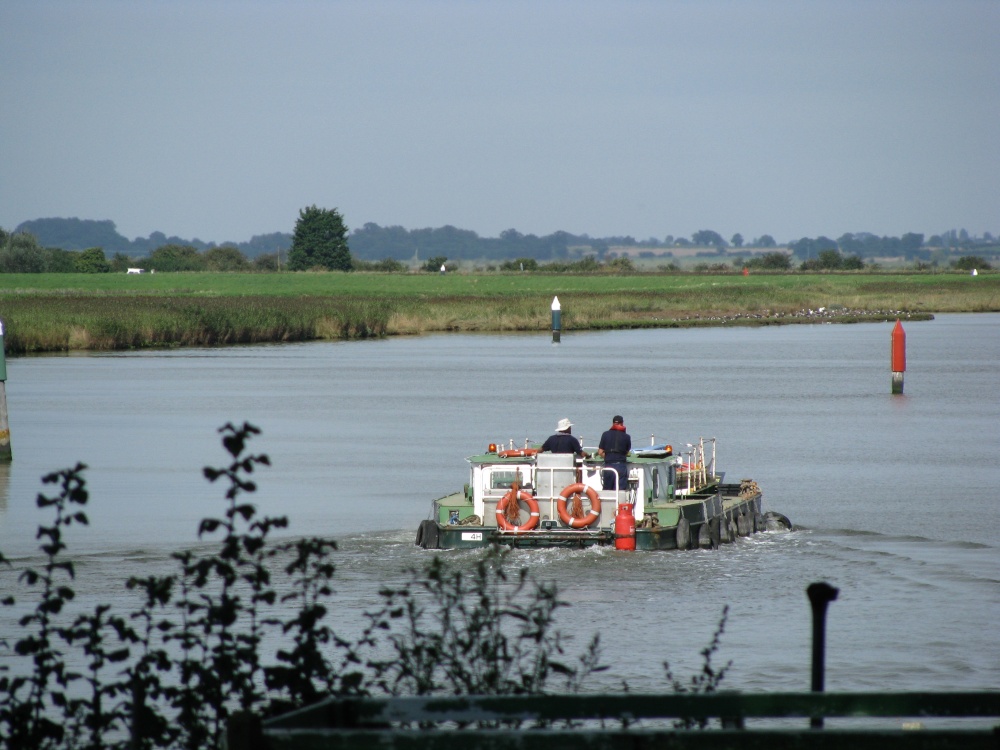 A double boat on the River Waveney at Burgh Castle