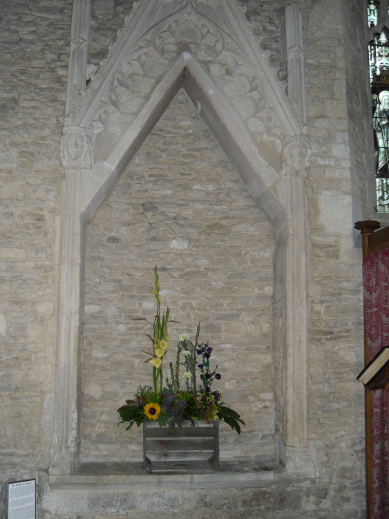 Bampton, inside St Mary's Church, the supposed part of the Shrine of St Beornwald (XI century)