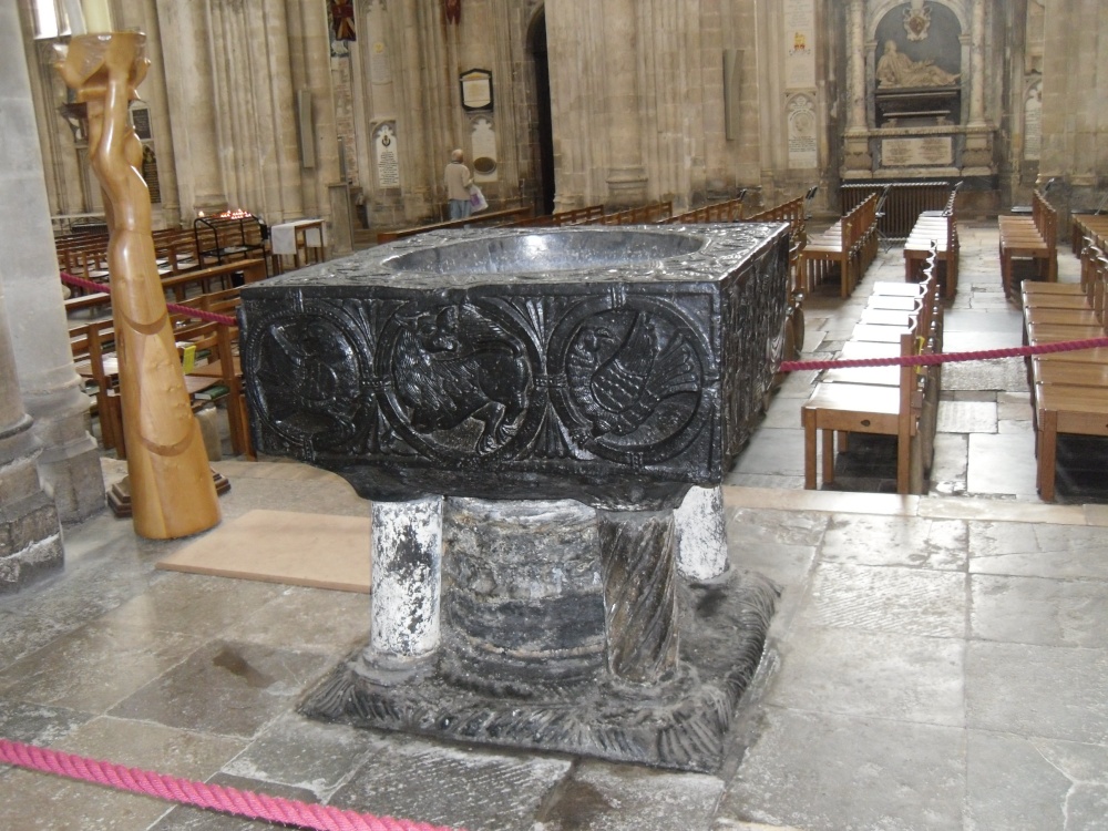 Winchester, the font in the Cathedral