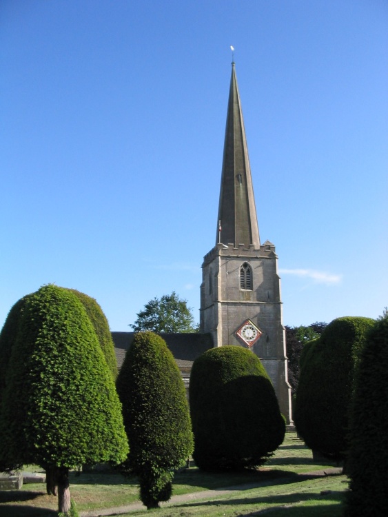 Painswick - St. Mary's Church and Yew Trees (2) - June, 2003