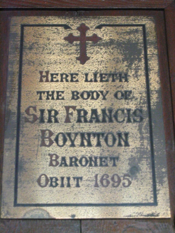 Barmston Church, Sir Richard Boynton Plaque