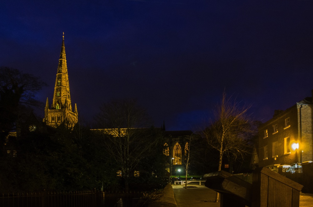 Lichfield Cathedral from Minster Pool