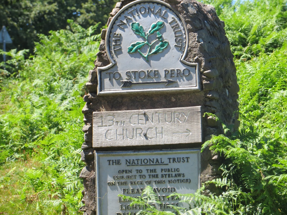 Stoke Pero National Trust sign