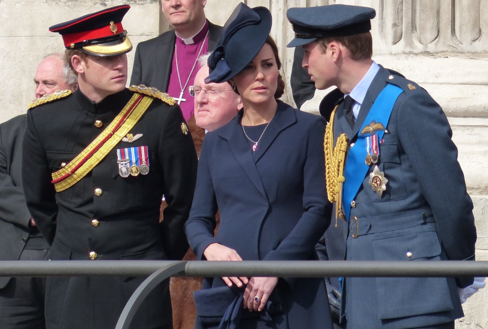 Princes Harry and William with Kate the Duchess of Cambridge
