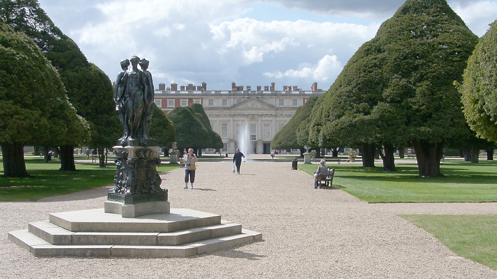 Statue of three Women in Garden at Hampton Court Palace