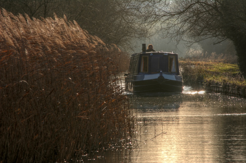 A Narrowboat on the Oxford Canal near Upper Heyford, Oxfordshire