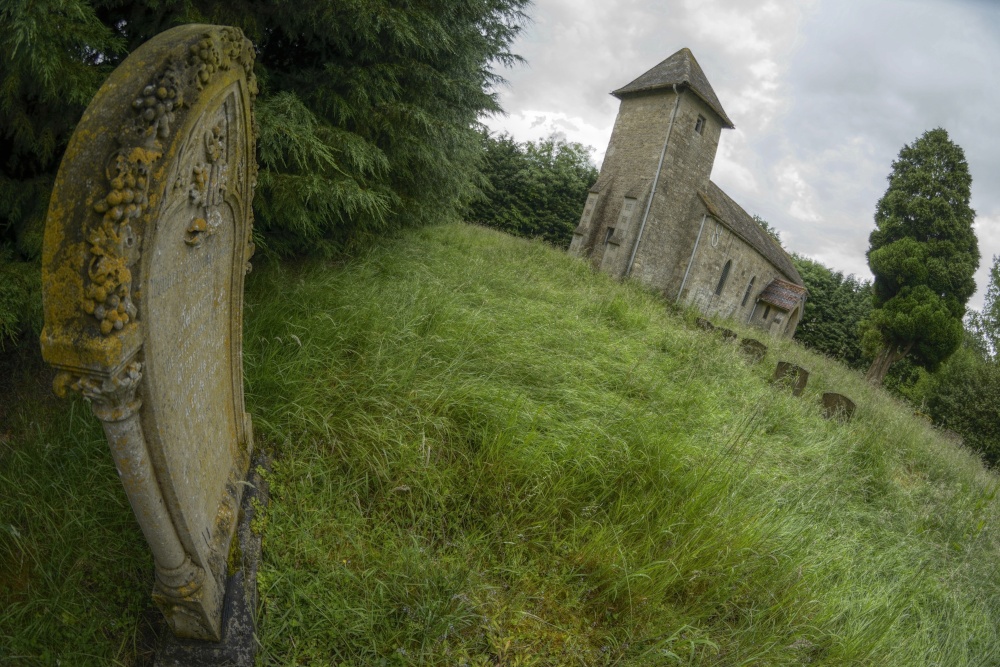 Headstone and Church at Godington, Oxfordshire