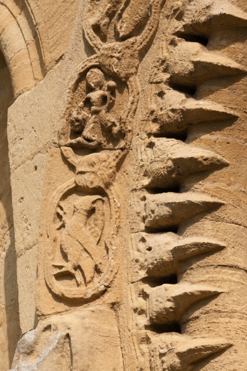 Voussoirs and carvings on arch of west door of St. Mary's, Iffley