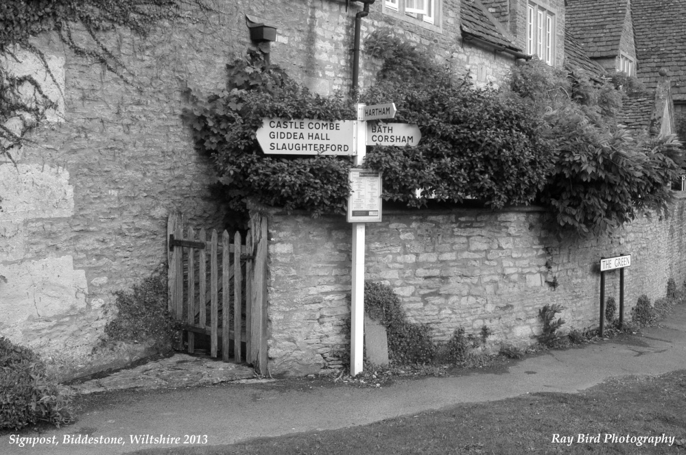 Signpost, The Green, Biddestone, Wiltshire 2013
