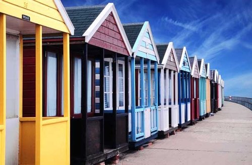 Beach huts along sea front