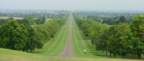 The Long Walk: View of the Long Walk (c. 5 km) and Windsor from Snow Hill