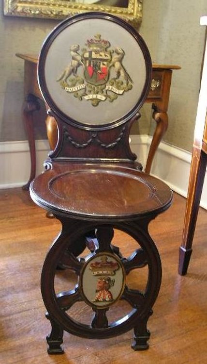 Pair of Hall chairs with the Coats of Arms of the 3rd Duke of Chandos of Sudeley Castle 1771-1789