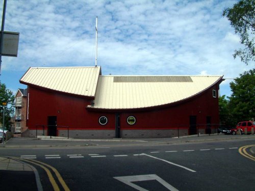 Scout hut, in the old port area built to the shape of a ship. Chester