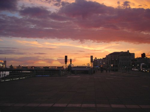 Sunset at Brighton sea front, East Sussex.