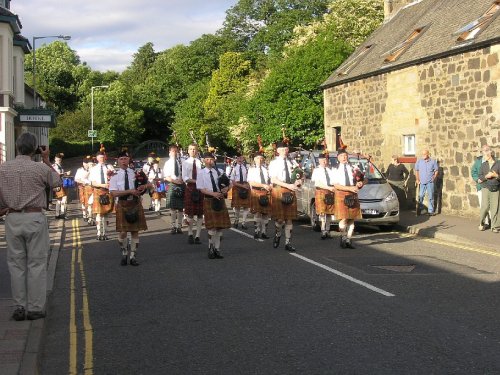 Comrie Pipe Band during Canada Day in Comrie