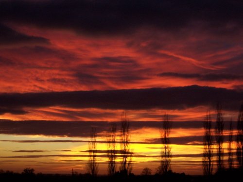 The big skies over Woodhall at sunset.