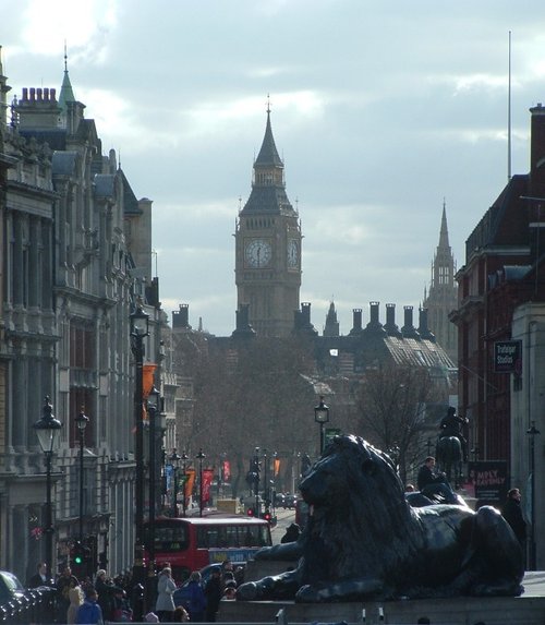 London: Looking down Whitehall from Trafalgar Sq.