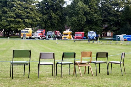 The 'Historic Rally', before the crowd arrives, Kington, Herefordshire.