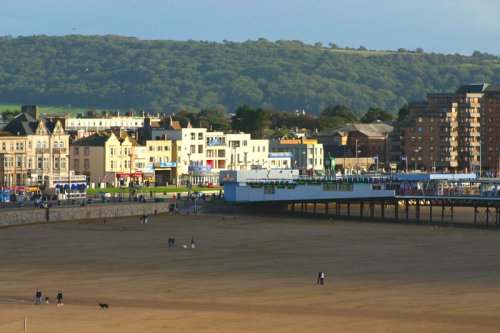 Sea front and pier entrance at Weston Super Mare, Somerset.