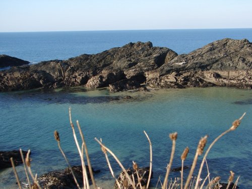 Coastline at low tide, near Porthcothan, Cornwall.