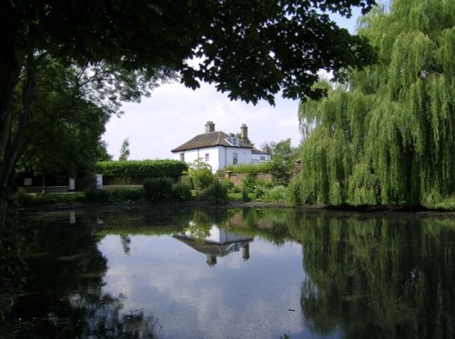 View of the pond of the lovely village of Somerleyton, close to Lowestoft, Suffolk.