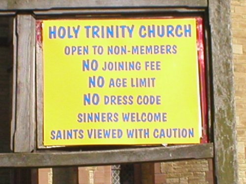 Notice board of Holy Trinity Church, Blackpool, taken August 2005