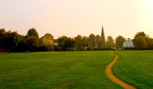 View to Breaston green from the park, Breaston, Derbyshire.